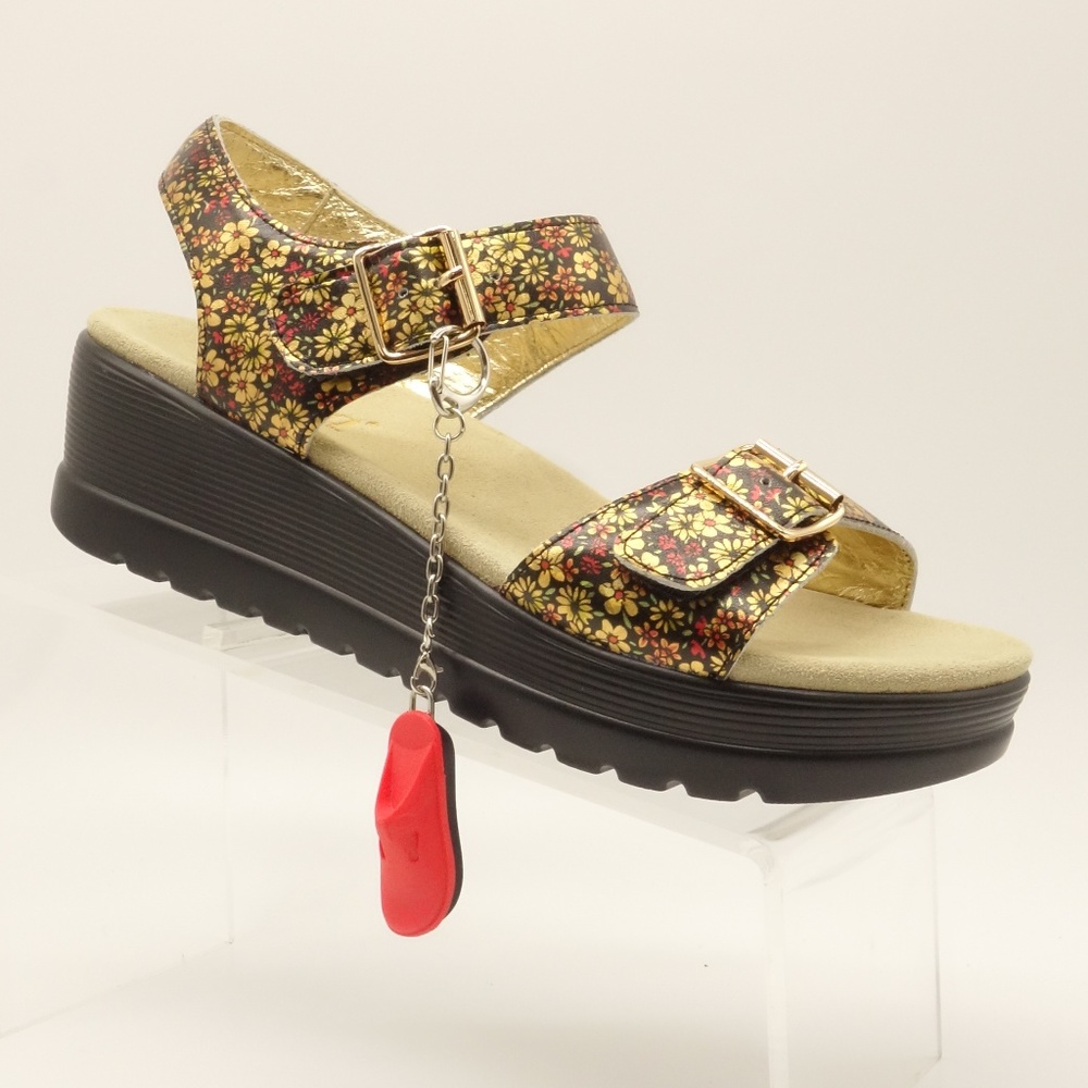 NWT ALEGRIA Morgyn Pretty Things Sandal Metallic Floral Print Sandals Shoes - Picture 3 of 8